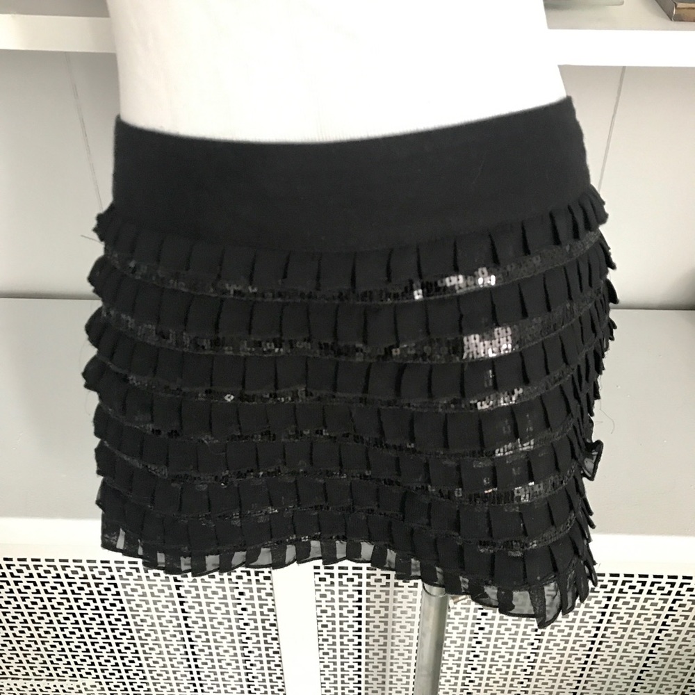 100% Cotton Sequined Black Mini Skirt